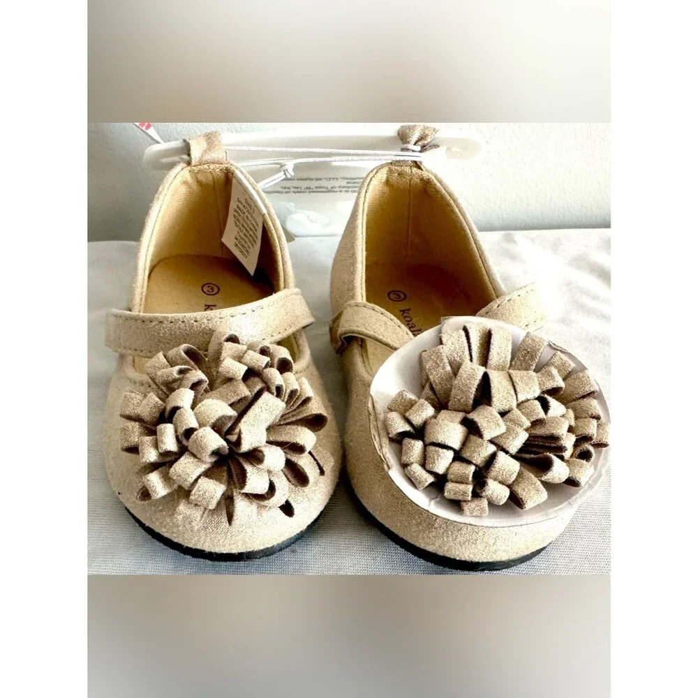 Koala Kids Toddler Girls Size 3 Shimmer Gold Suede-Mary Jane Shoes – NWT